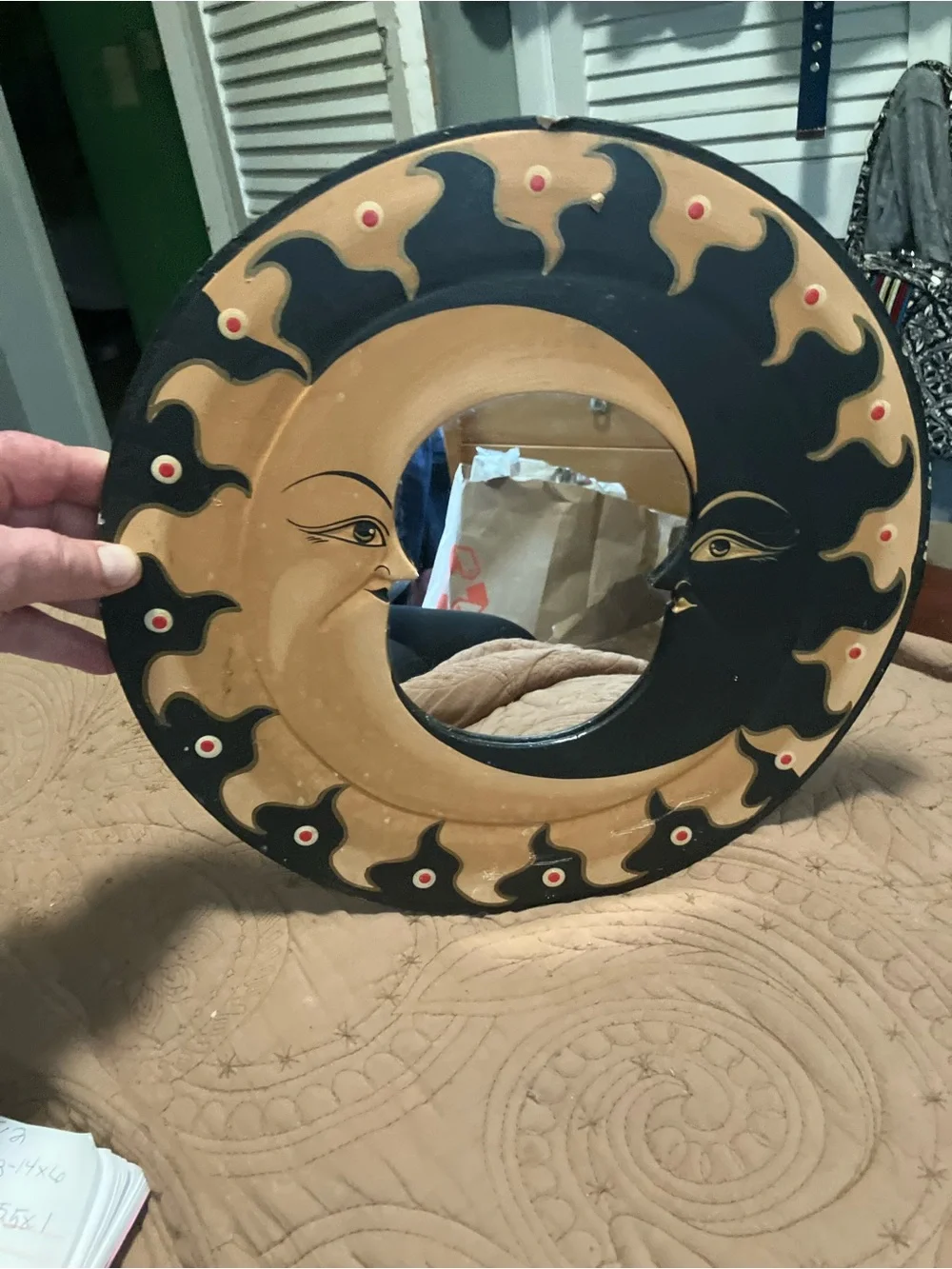 Vintage Handcrafted Celestial Sun and Moon Mirror